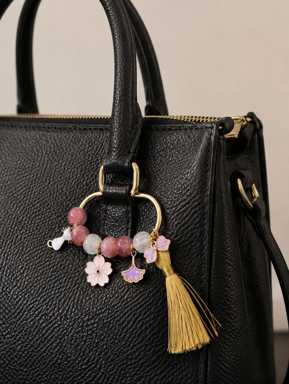 Pink Charm and Gold Tassel